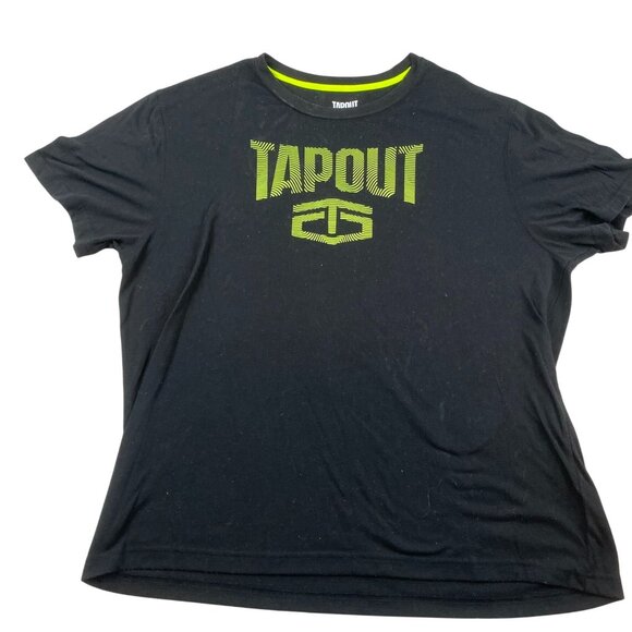 Tapout Mens Black T-Shirt 2XL With Neon Green Logo - Picture 1 of 7